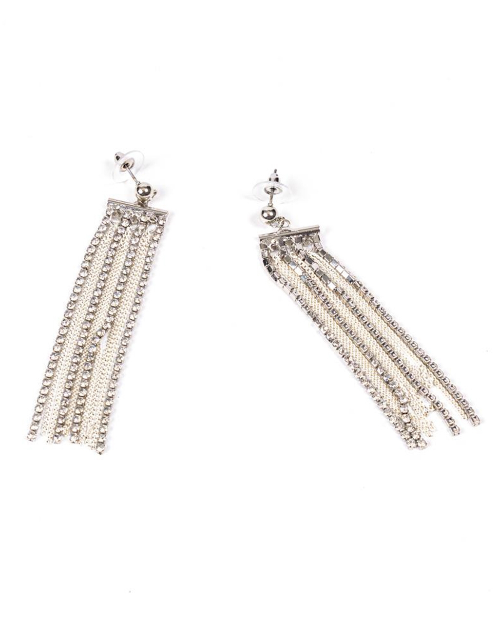 Aros colgantes largos con lluvia de cadena delicada y strass